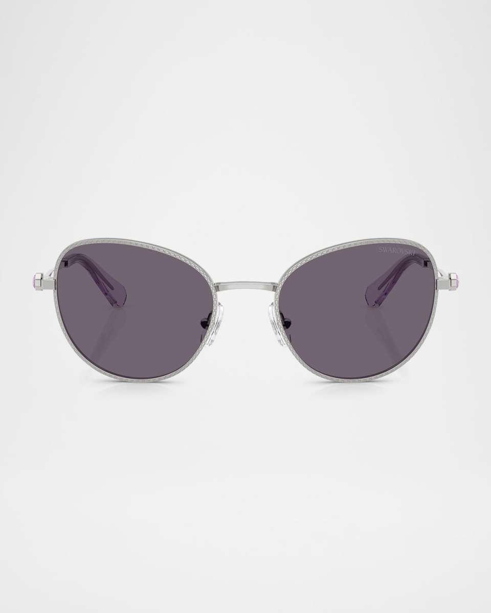 SK7032 Crystal Metal Round Sunglasses